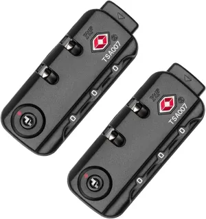 TSA007 Padlock Luggage Travel Lock and 3 Digits Self-Setting A Variety of Different Combinations Luggage Bag Travel Security Code Lock, Black, 2 Pack