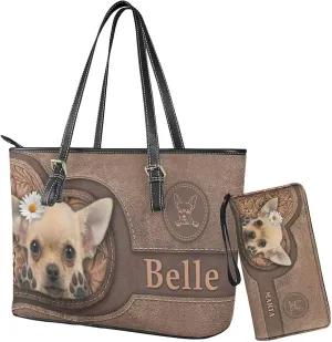 Tuoxiukan Personalized Handbags and Wallet Set for Women Clutch Purse Custom Name Tote Bag Customized Gifts for Mom