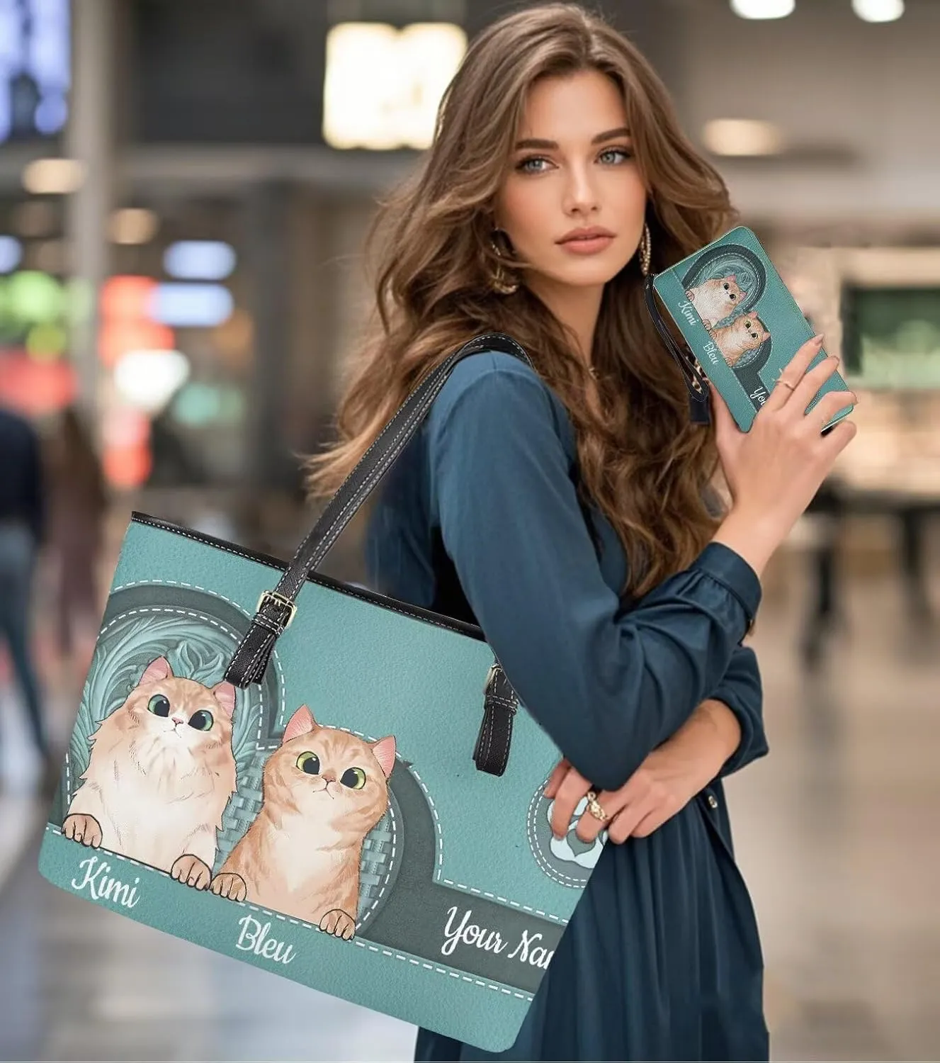 Tuoxiukan Personalized Handbags and Wallet Set for Women Clutch Purse Custom Name Tote Bag Customized Gifts for Mom