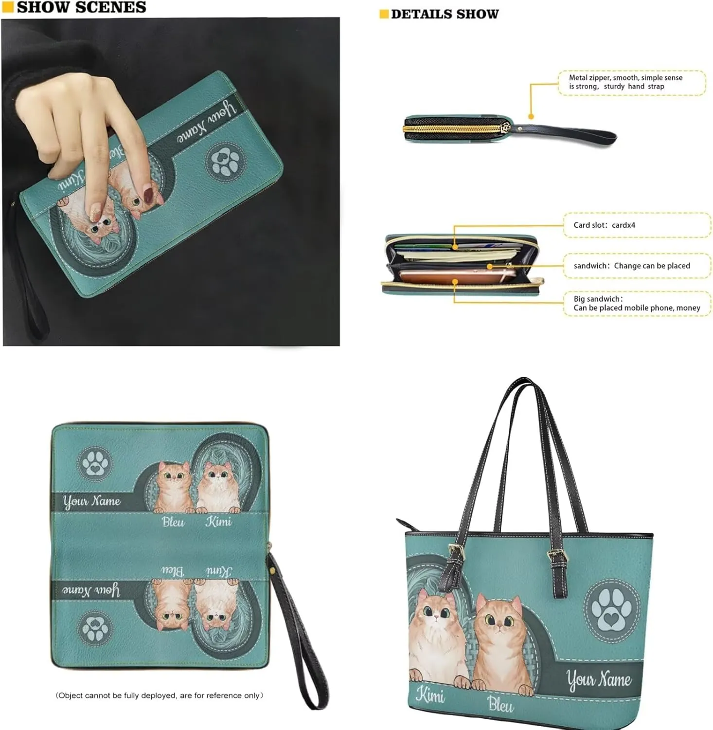 Tuoxiukan Personalized Handbags and Wallet Set for Women Clutch Purse Custom Name Tote Bag Customized Gifts for Mom