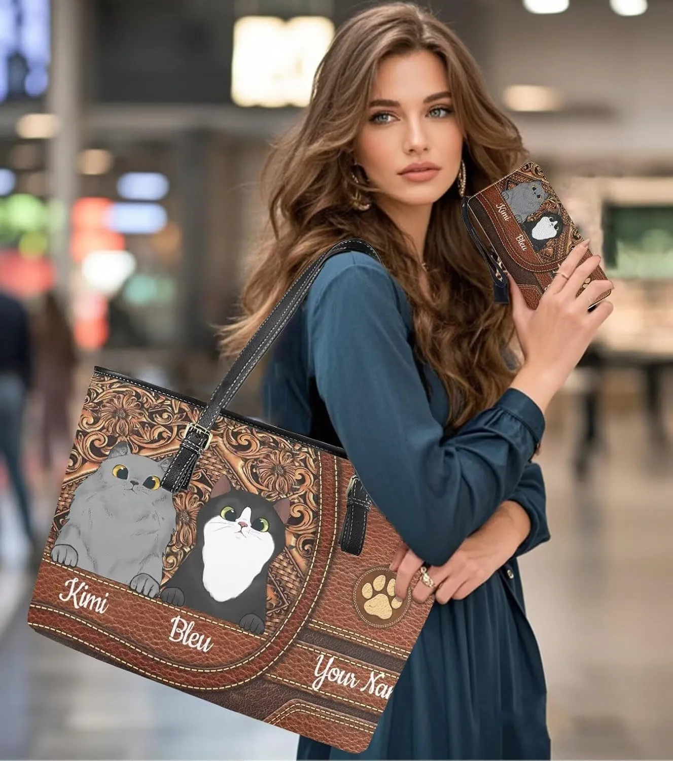 Tuoxiukan Personalized Handbags and Wallet Set for Women Clutch Purse Custom Name Tote Bag Customized Gifts for Mom