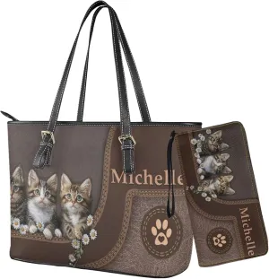 Tuoxiukan Personalized Handbags and Wallet Set for Women Clutch Purse Custom Name Tote Bag Customized Gifts for Mom