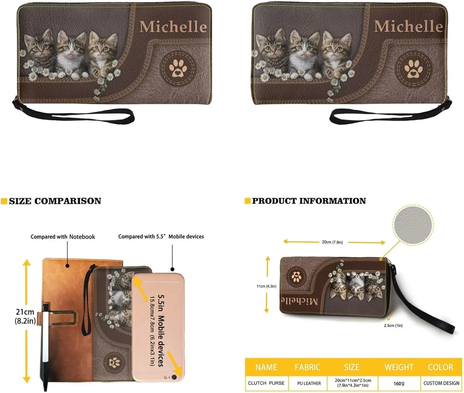 Tuoxiukan Personalized Handbags and Wallet Set for Women Clutch Purse Custom Name Tote Bag Customized Gifts for Mom