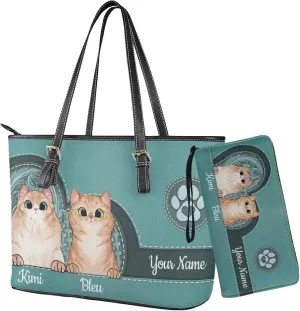 Tuoxiukan Personalized Handbags and Wallet Set for Women Clutch Purse Custom Name Tote Bag Customized Gifts for Mom