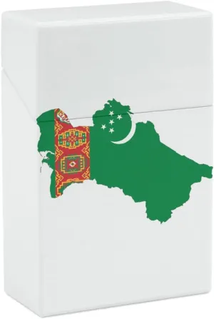 Turkmenistan Flag Map Slim Cigarette Carrying Case Plastic Pocket Smoking Box Holder for Men Women
