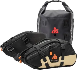TUSK Traverse Pannier Bags Base System w/X-Small Dry Duffel Tail Bag Black/Tan