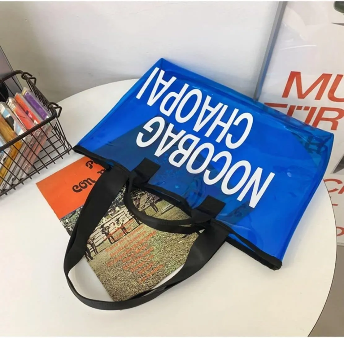 Ulalaza Large Candy Polka Color Clear Shoulder Bag 2 IN 1 Beach Totes Transparent Handbags With Interior Pocket For Women