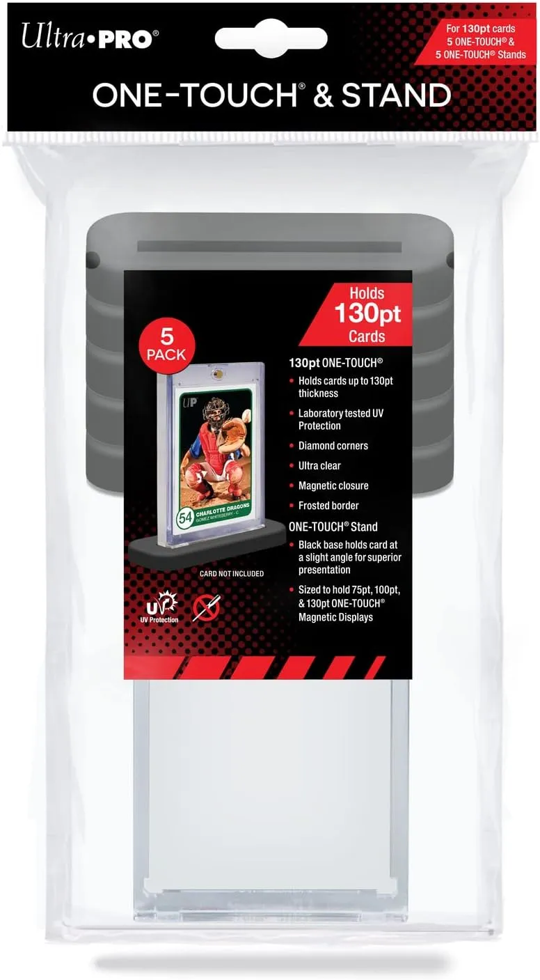 Ultra PRO - 130PT UV ONE-Touch & Stands 5-Pack - Great Trading or Sport Card Single Display Stand for Your One Touch to Show Off to Friends and Family