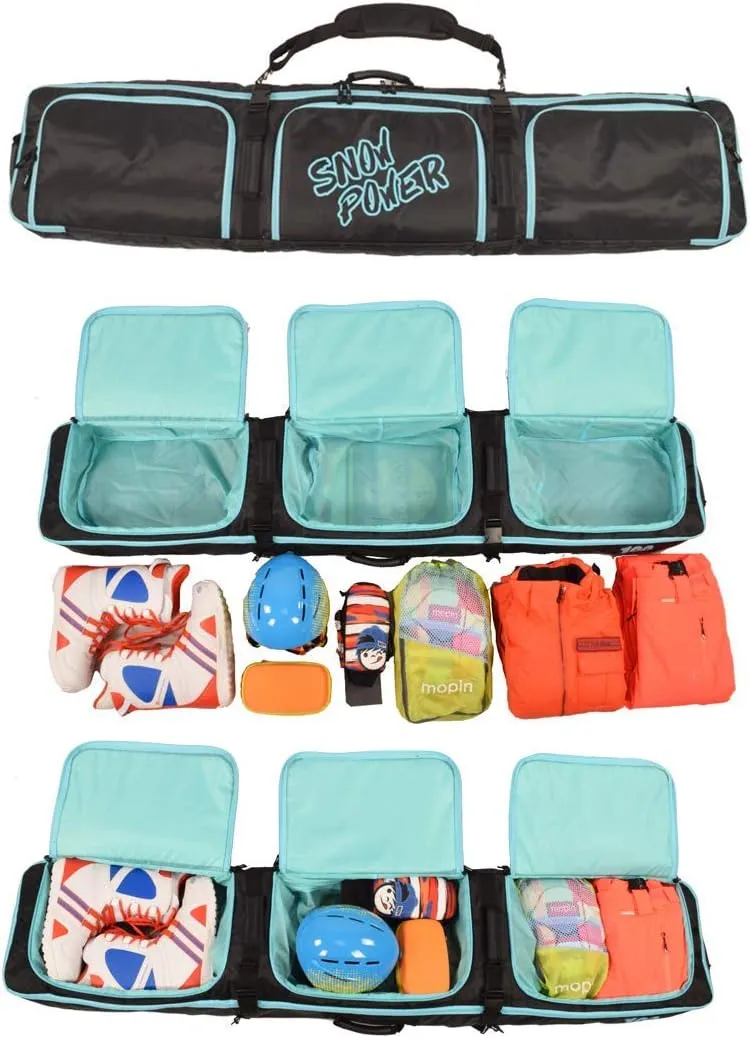 UNISTRENGH Fully Padded Snowboard Bag With Wheels Large Multi-compartment Ski Boots and Helmet Bag Perfect for Travel