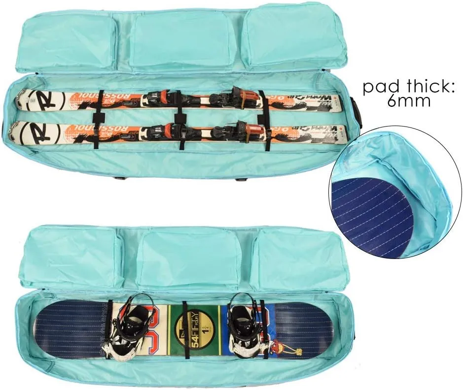 UNISTRENGH Fully Padded Snowboard Bag With Wheels Large Multi-compartment Ski Boots and Helmet Bag Perfect for Travel