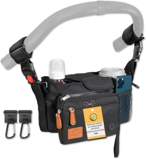 Universal Stroller Organizer with Cup Holder - Stroller Storage Bag | Stroller Caddy Organizer w/ Anti-Slip Straps to Fit Various strollers | Waterproof Walker Bag | Walker Attachment to Carry Items