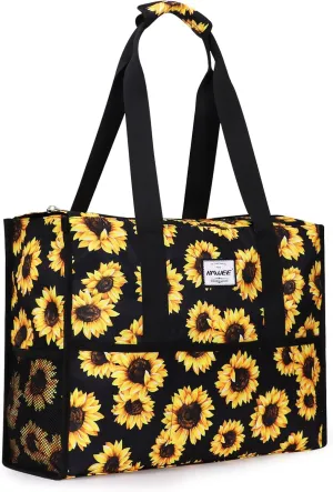 Utility Tote Bag with Laptop Compartment Luggage Sleeve Zippered Multi-pocket Commute Shoulder Purse for Nursing/Work