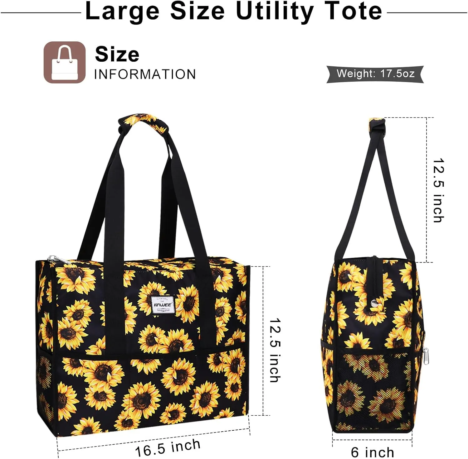 Utility Tote Bag with Laptop Compartment Luggage Sleeve Zippered Multi-pocket Commute Shoulder Purse for Nursing/Work