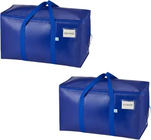 VENO 2 Pack Moving Bags, Upgraded Heavy Duty, Moving Boxes Alternative, Packing Storage Supplies for Dorm Room Essentials with Zipper for Clothes, Large Totes for Packaging (Blue, 2 Pack)