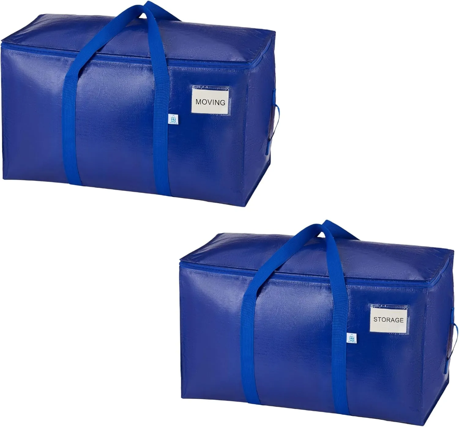 VENO 2 Pack Moving Bags, Upgraded Heavy Duty, Moving Boxes Alternative, Packing Storage Supplies for Dorm Room Essentials with Zipper for Clothes, Large Totes for Packaging (Blue, 2 Pack)