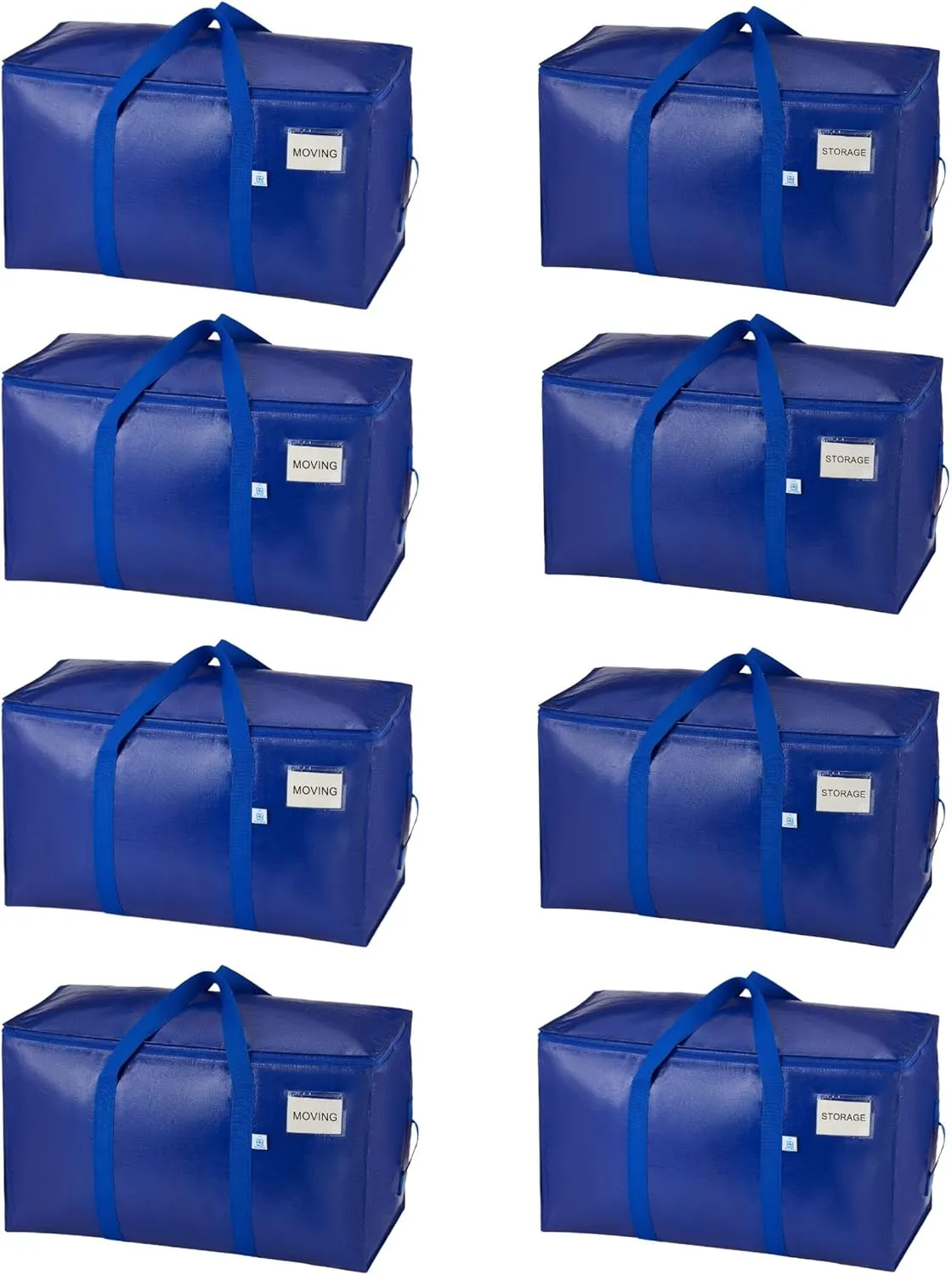 VENO 8 Pack Moving Bags, Upgraded Heavy Duty, Moving Boxes Alternative, Packing Storage Supplies for Dorm Room Essentials with Zipper for Clothes, Large Totes for Packaging (Blue, 8 Pack)