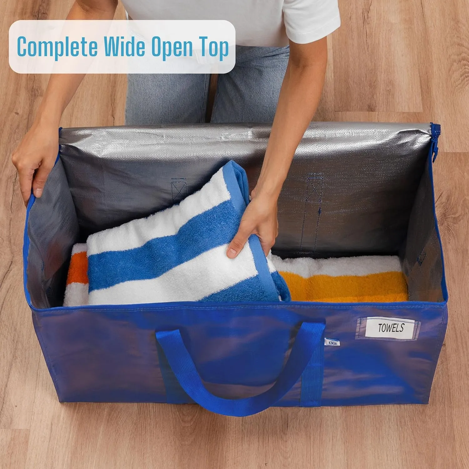 VENO 8 Pack Moving Bags, Upgraded Heavy Duty, Moving Boxes Alternative, Packing Storage Supplies for Dorm Room Essentials with Zipper for Clothes, Large Totes for Packaging (Blue, 8 Pack)