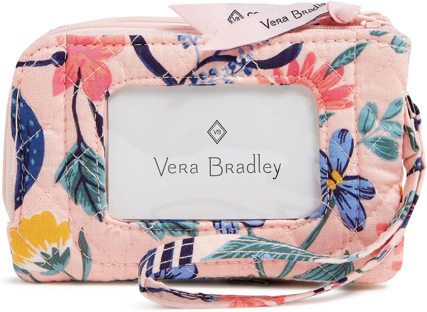Vera Bradley Cotton Double Zip ID Case Wallet with RFID Protection, Paradise Coral