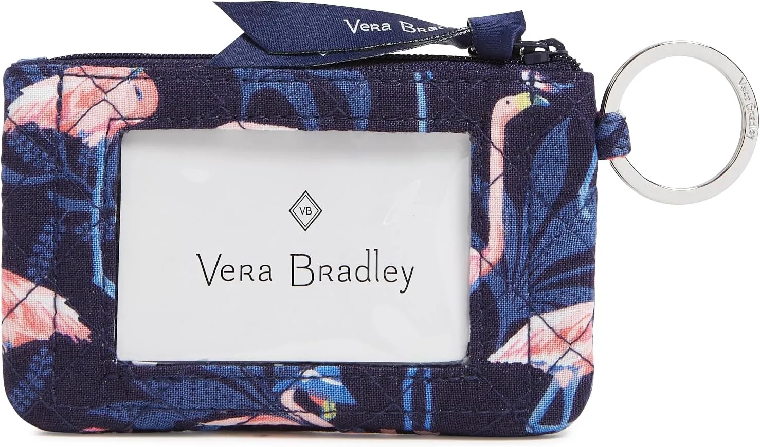 Vera Bradley Iconic Zip ID Case, Signature Cotton, Flamingo Party