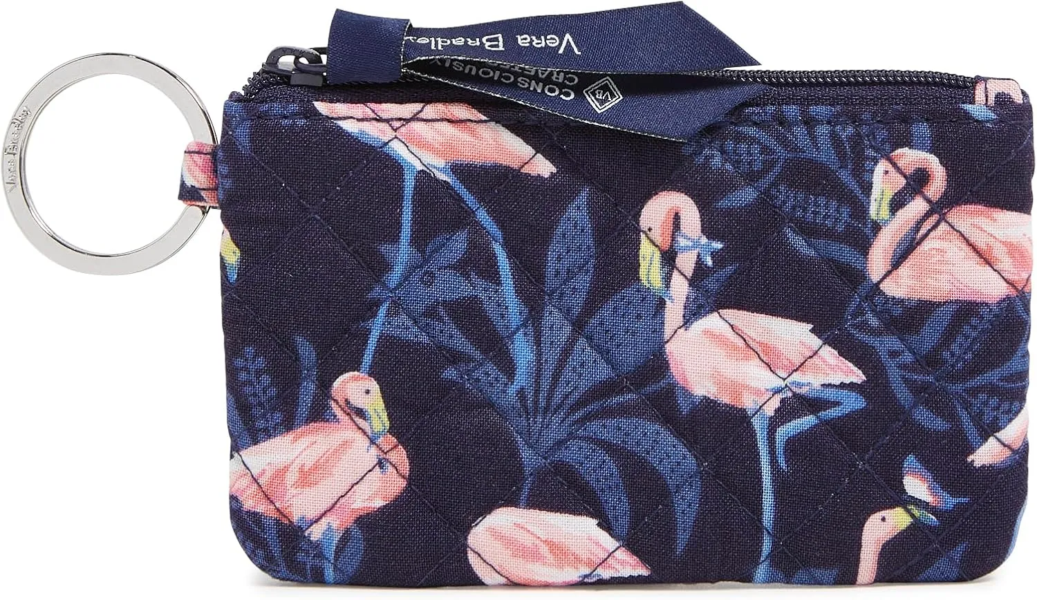 Vera Bradley Iconic Zip ID Case, Signature Cotton, Flamingo Party