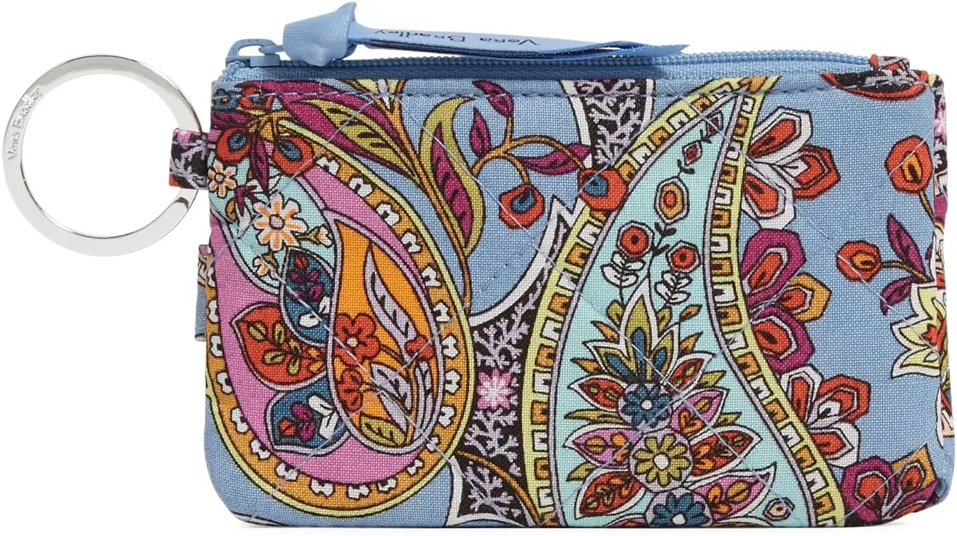 Vera Bradley Women's Cotton Deluxe Zip ID Case Wallet with RFID Protection