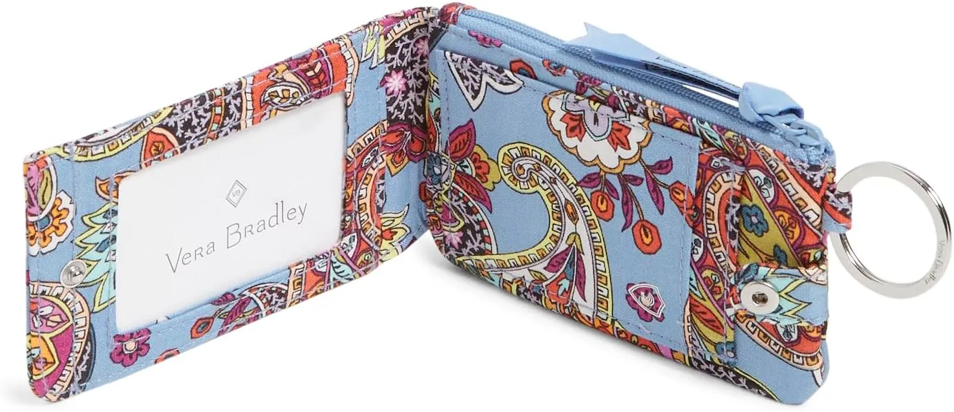 Vera Bradley Women's Cotton Deluxe Zip ID Case Wallet with RFID Protection