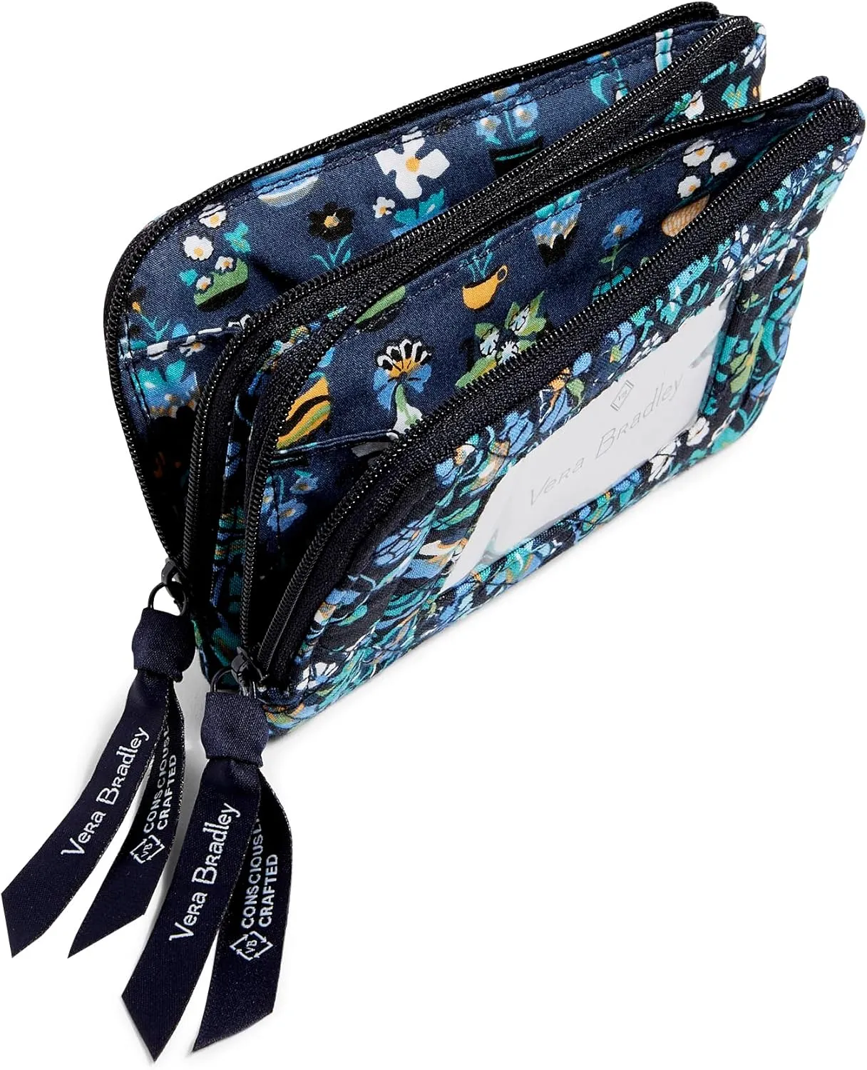 Vera Bradley Women's Cotton Double Zip ID Case Wallet With RFID Protection, Dreamer Paisley - Recycled Cotton, One Size