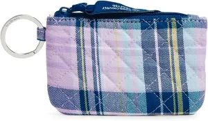Vera Bradley Women's Cotton Zip ID Case Wallet, Amethyst Plaid - Recycled Cotton, One Size