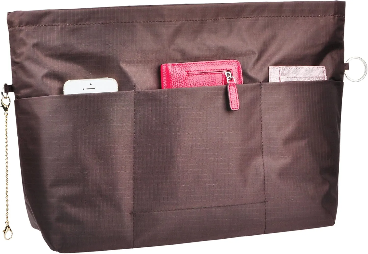 Vercord Handbag Purse Bag Insert Organizers Extra Thick Large Travel Handbag Organizer Coffee