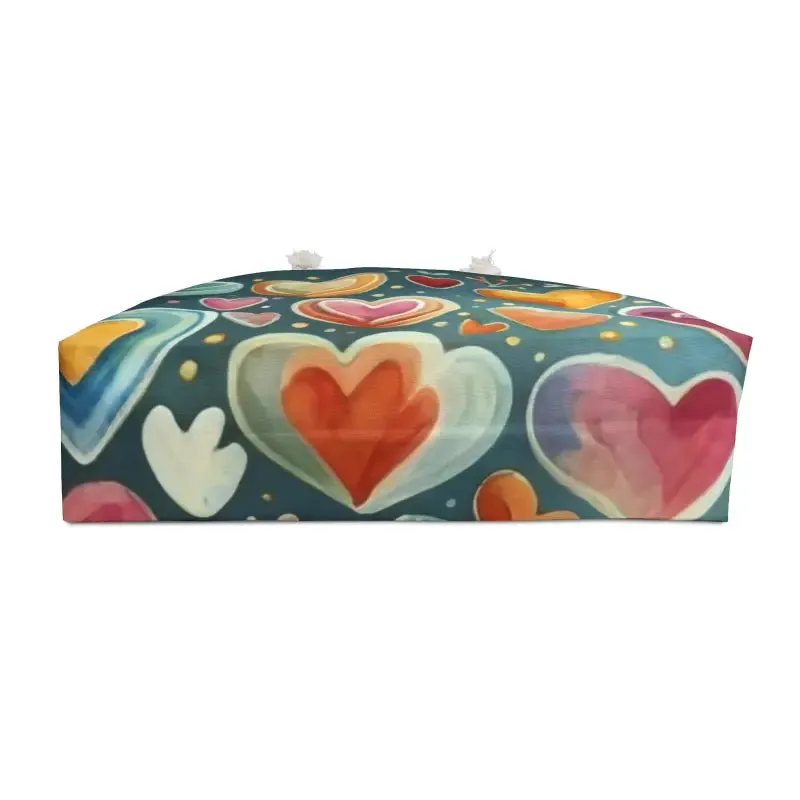 Vibrant Weekender Bag with Colorful Hearts Charm