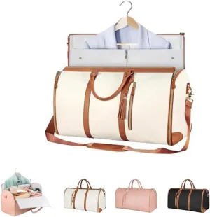 Viralhuntz Travel Bag, Viralhuntz Foldable Travel Bag, Large Capacity Leather Waterproof Duffel Bag (Beige)