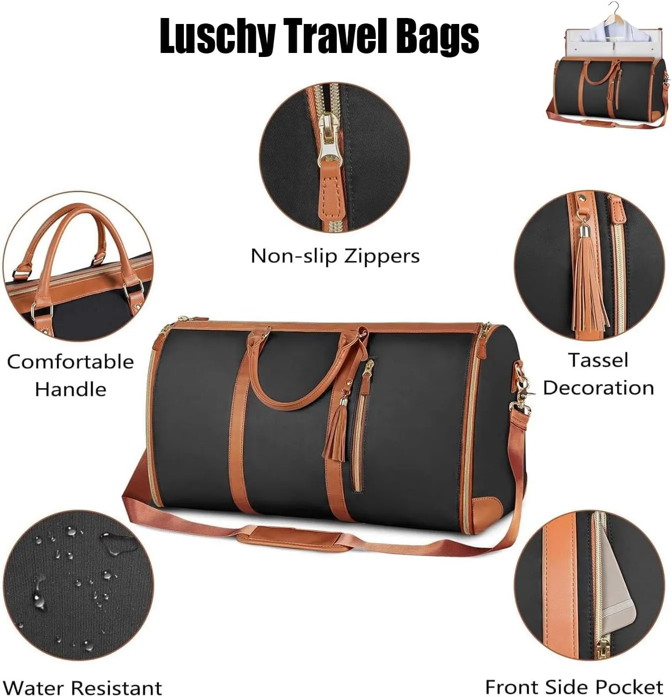 Viralhuntz Travel Bag, Viralhuntz Foldable Travel Bag, Large Capacity Leather Waterproof Duffel Bag (Beige)