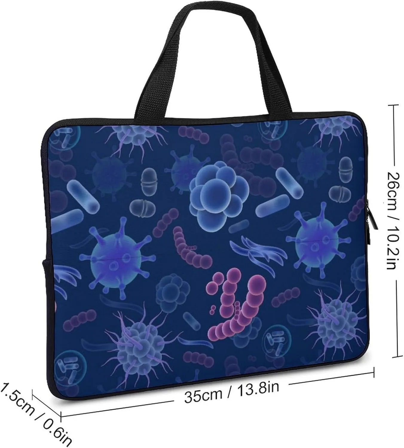 Viruses and Microbes Laptop Sleeve Bag Computer Protective Carrying Case Cover with Handle for Travel Work 13inch
