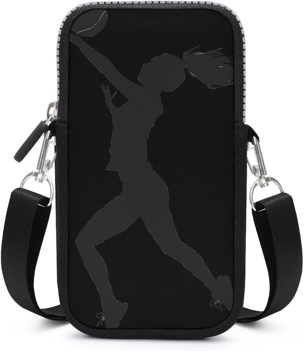 Volleyball Girl Silhouette Spike Attack Crossbody Phone Bag Mini Shoulder Bag Cute Cell Phone Purse for Men Women