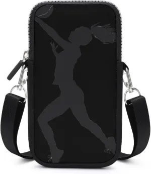 Volleyball Girl Silhouette Spike Attack Crossbody Phone Bag Mini Shoulder Bag Cute Cell Phone Purse for Men Women