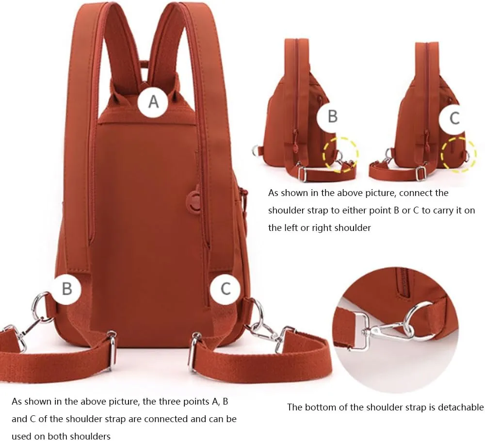 Vovtva Street Lite Chic Versatile Travel Bag, Adjustable Strap Backpack Chest Bags Double Zipper Large Capacity (C)