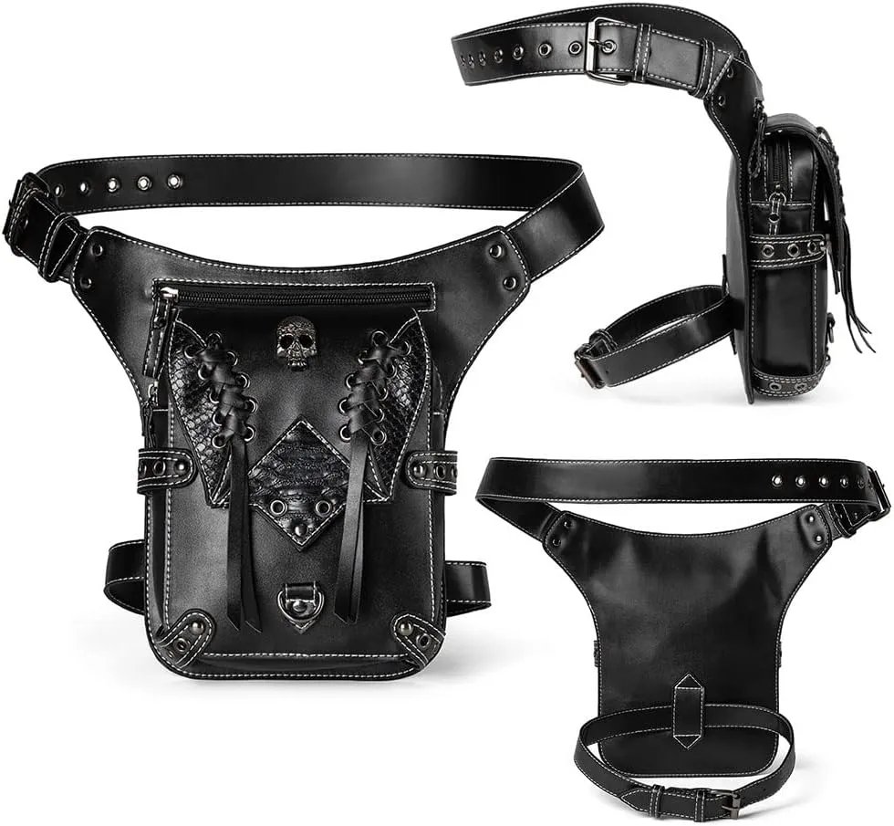 Waist Bag Fanny Pack Motorcycle Drop Leg Bag Thigh Hip Pouch Messenger Leather Crossbody Shoulder Purse Wallet Pocket