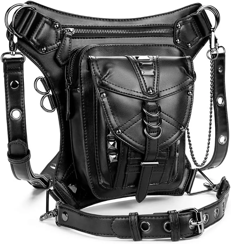 Waist Bag Fanny Pack Motorcycle Drop Leg Bag Thigh Hip Pouch Messenger Leather Crossbody Shoulder Purse Wallet Pocket