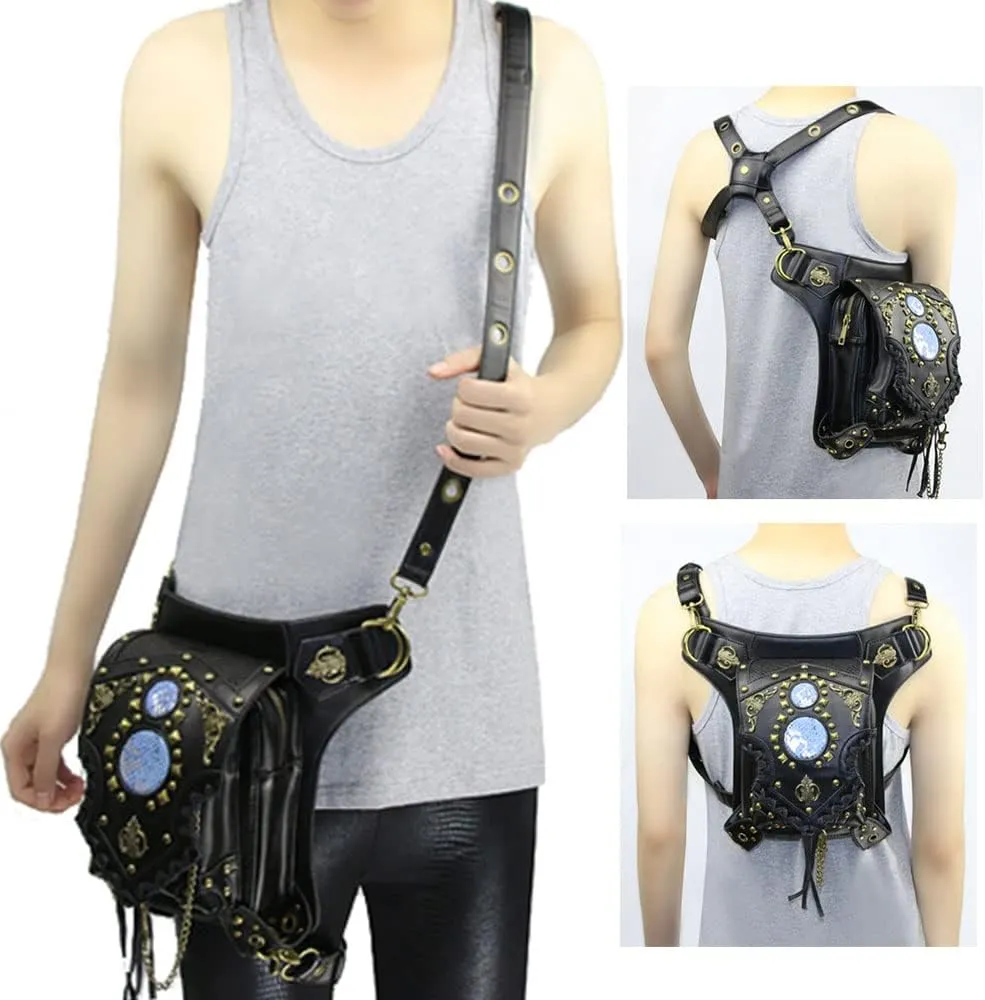 Waist Bag Fanny Pack Motorcycle Drop Leg Bag Thigh Hip Pouch Messenger Leather Crossbody Shoulder Purse Wallet Pocket