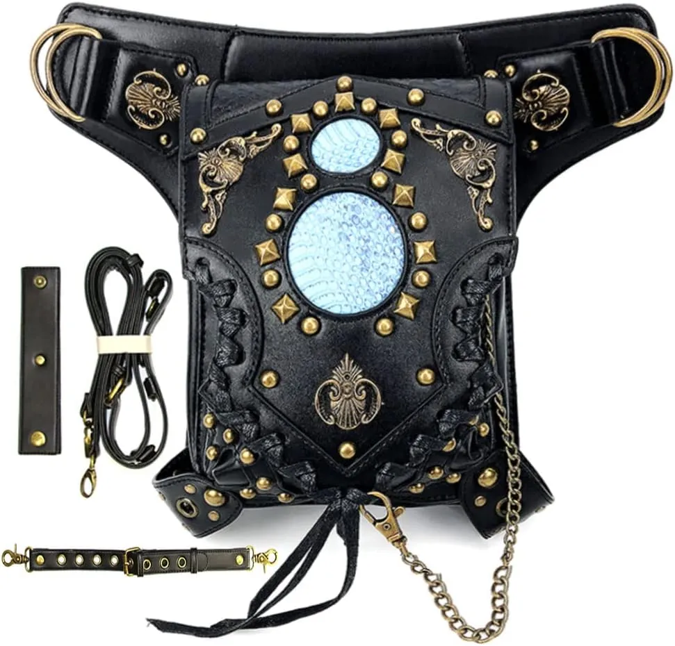 Waist Bag Fanny Pack Motorcycle Drop Leg Bag Thigh Hip Pouch Messenger Leather Crossbody Shoulder Purse Wallet Pocket