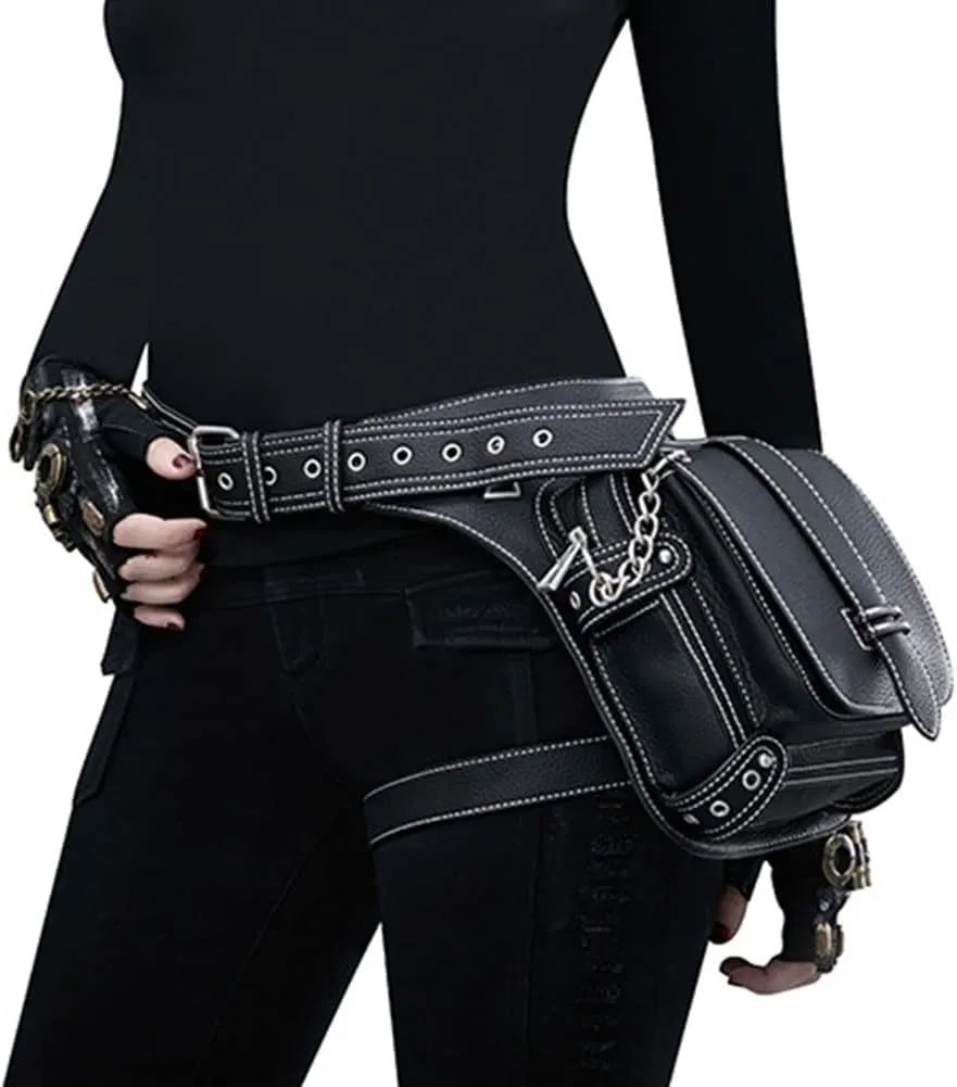 Waist Bag Fanny Pack Motorcycle Drop Leg Bag Thigh Hip Pouch Messenger Leather Crossbody Shoulder Purse Wallet Pocket