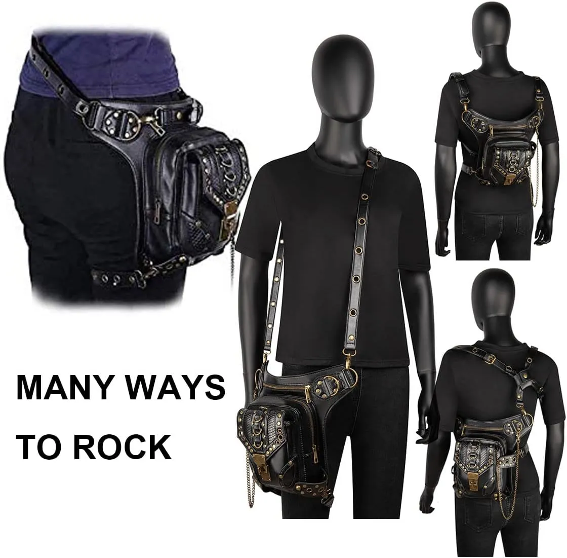 Waist Bag Fanny Pack Motorcycle Drop Leg Bag Thigh Hip Pouch Messenger Leather Crossbody Shoulder Purse Wallet Pocket