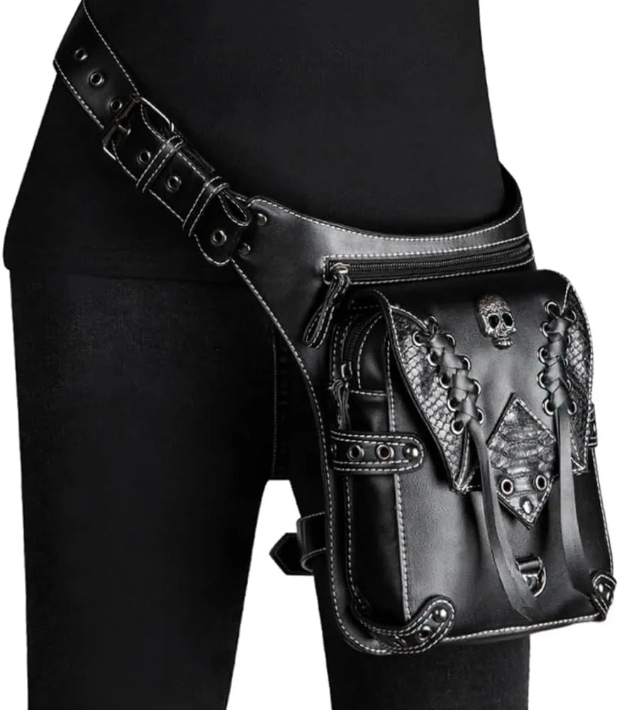 Waist Bag Fanny Pack Motorcycle Drop Leg Bag Thigh Hip Pouch Messenger Leather Crossbody Shoulder Purse Wallet Pocket