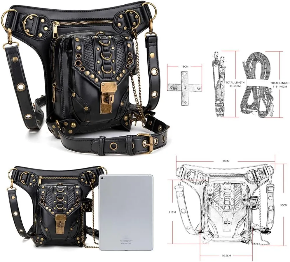 Waist Bag Fanny Pack Motorcycle Drop Leg Bag Thigh Hip Pouch Messenger Leather Crossbody Shoulder Purse Wallet Pocket