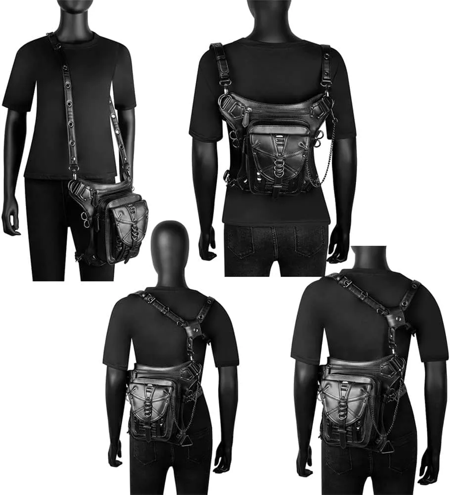 Waist Bag Fanny Pack Motorcycle Drop Leg Bag Thigh Hip Pouch Messenger Leather Crossbody Shoulder Purse Wallet Pocket