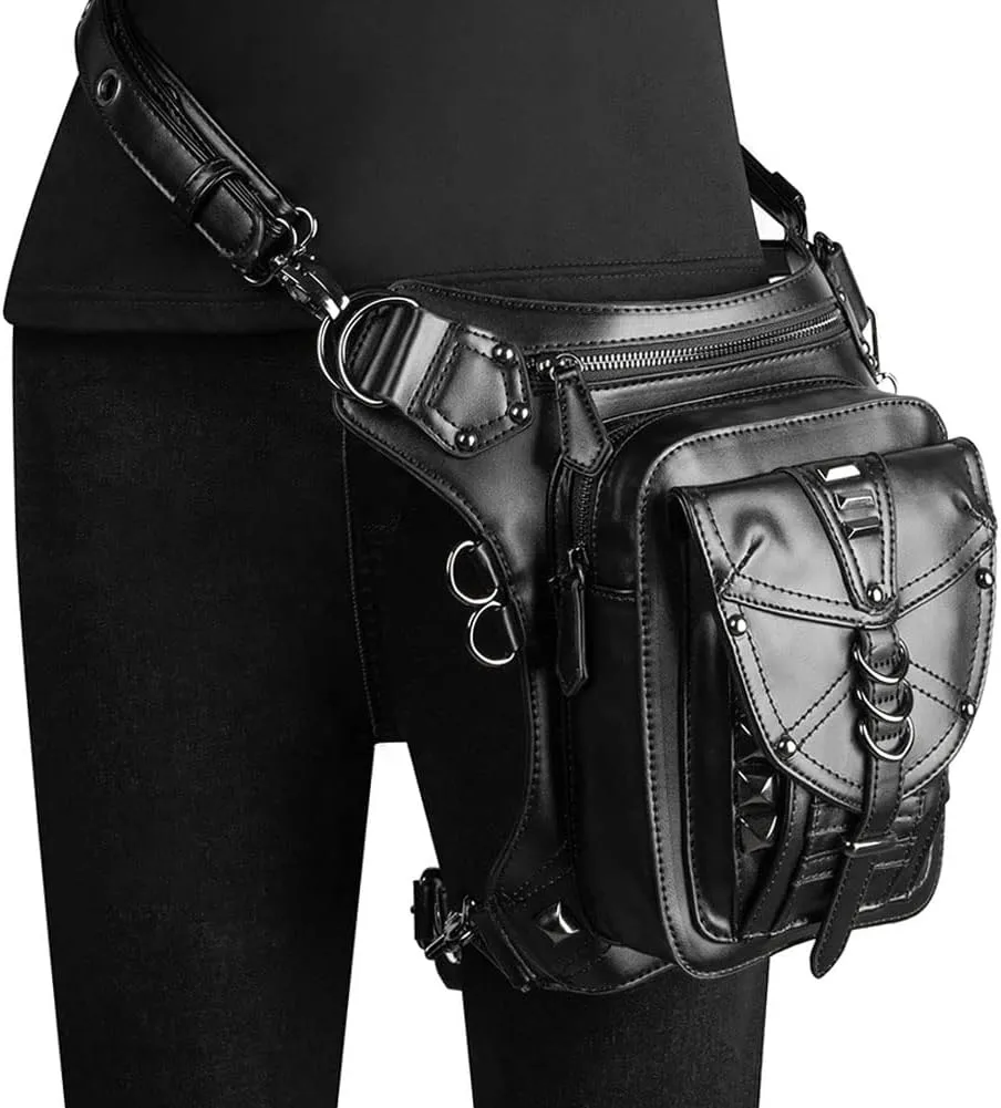 Waist Bag Fanny Pack Motorcycle Drop Leg Bag Thigh Hip Pouch Messenger Leather Crossbody Shoulder Purse Wallet Pocket