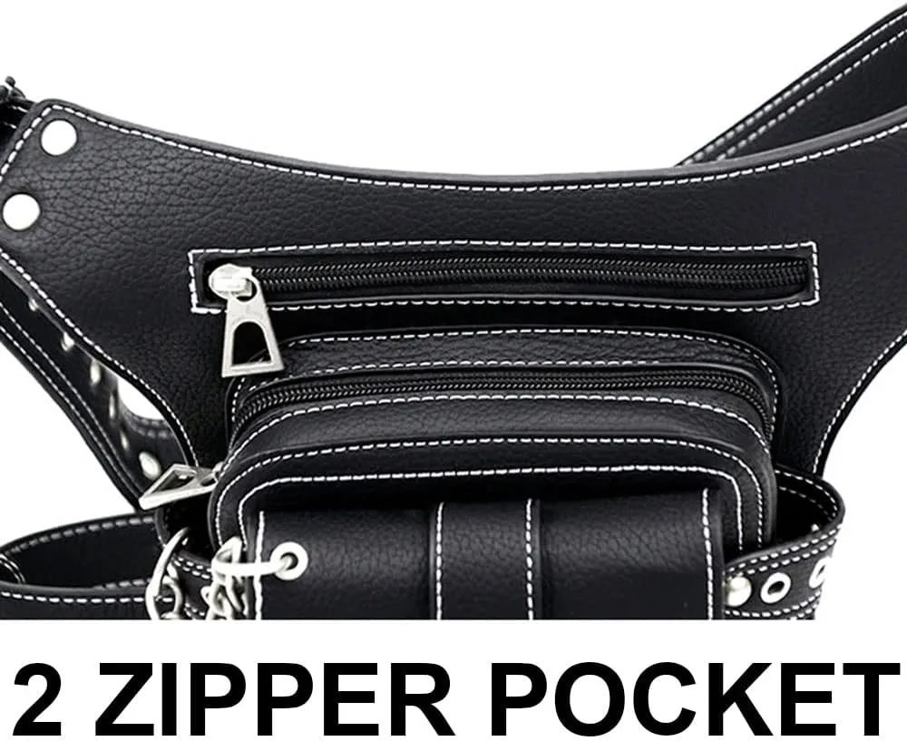 Waist Bag Fanny Pack Motorcycle Drop Leg Bag Thigh Hip Pouch Messenger Leather Crossbody Shoulder Purse Wallet Pocket