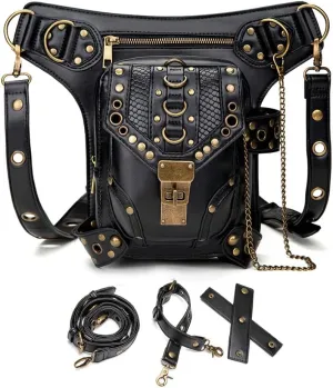 Waist Bag Fanny Pack Motorcycle Drop Leg Bag Thigh Hip Pouch Messenger Leather Crossbody Shoulder Purse Wallet Pocket