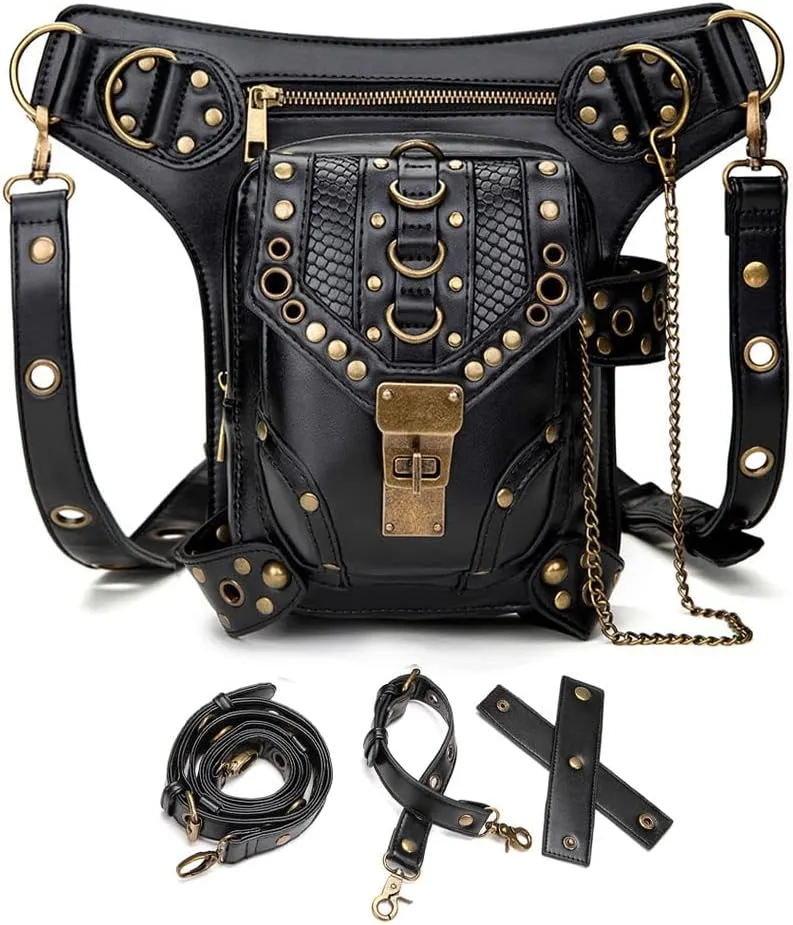 Waist Bag Fanny Pack Motorcycle Drop Leg Bag Thigh Hip Pouch Messenger Leather Crossbody Shoulder Purse Wallet Pocket