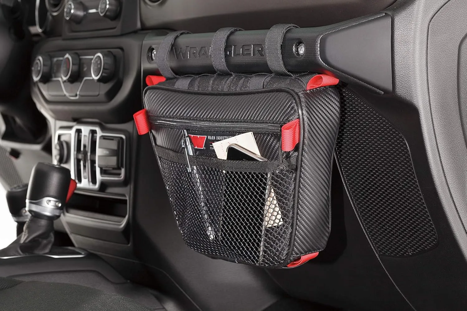 WARN 102644 Epic Trail Gear: Full Size Passenger Grab Handle Storage Bag Black